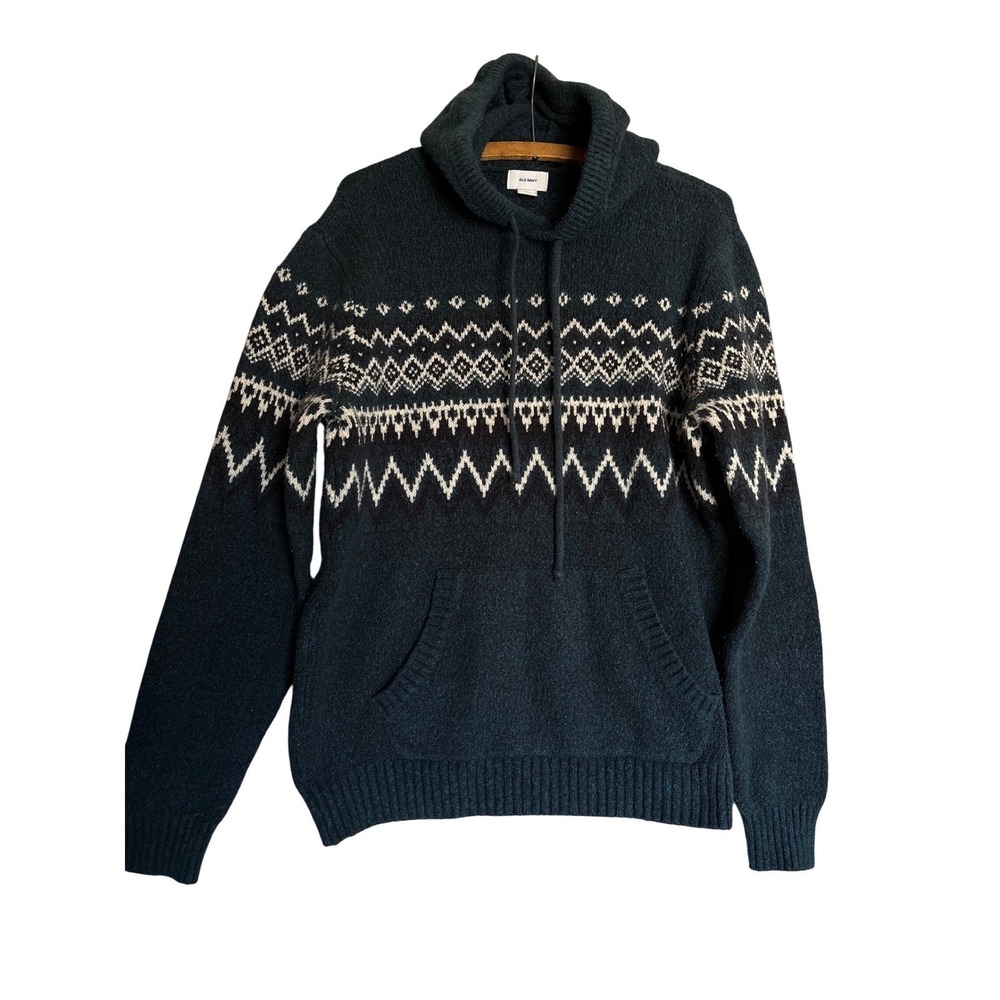 Old Navy M Womens Fair Isle Knit Hoodie‎ Sweater Cozy Office Business Casual